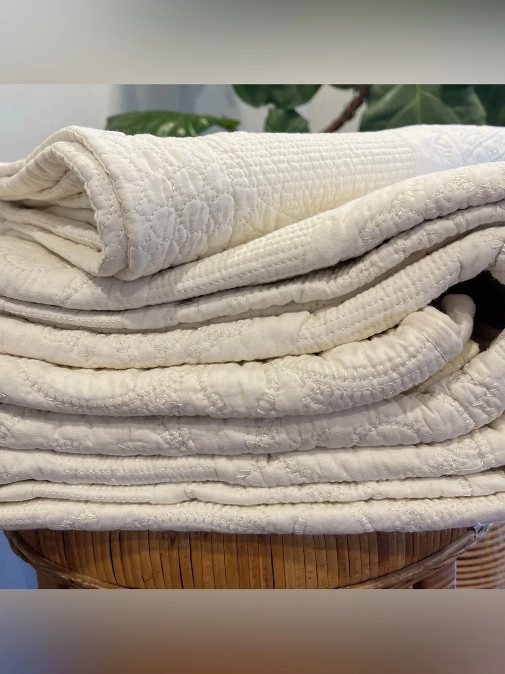 NEW Anthropologie White Queen King Boho Damask Quilt Bedspread Blanket Sham Set